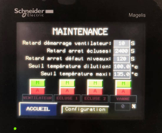 Ecran de maintenance, automatismes réalisation MTCB Elec